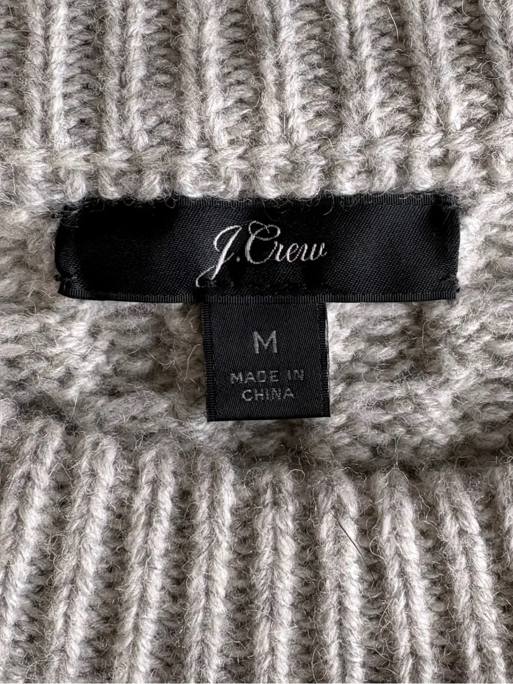 J. Crew Pom-Pom Cable Knit Lambswool Crewneck Pullover Sweater Grey Medium